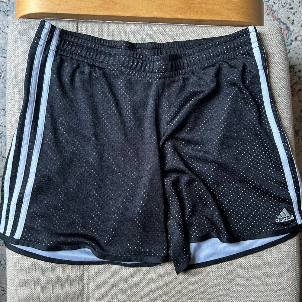 adidas Black Athletic Shorts with White Side Stripes